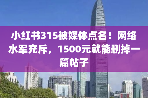 小红书315被媒体点名！网络水军充斥，1500元就能删掉一篇帖子