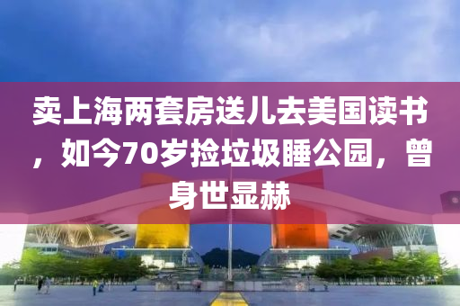 卖上海两套房送儿去美国读书，如今70岁捡垃圾睡公园，曾身世显赫