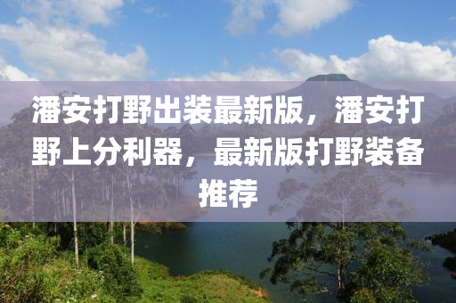 潘安打野出装最新版，潘安打野上分利器，最新版打野装备推荐