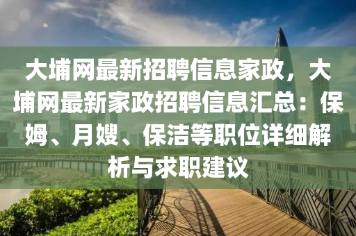 大埔网最新招聘信息家政，大埔网最新家政招聘信息汇总：保姆、月嫂、保洁等职位详细解析与求职建议