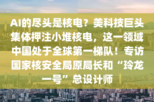 AI的尽头是核电？美科技巨头集体押注小堆核电，这一领域中国处于全球第一梯队！专访国家核安全局原局长和“玲龙一号”总设计师