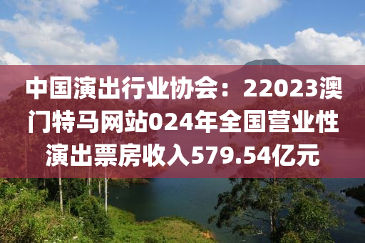 中国演出行业协会：22023澳门特马网站024年全国营业性演出票房收入579.54亿元