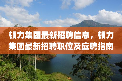 顿力集团最新招聘信息，顿力集团最新招聘职位及应聘指南