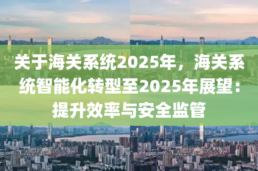 关于海关系统2025年，海关系统智能化转型至2025年展望：提升效率与安全监管