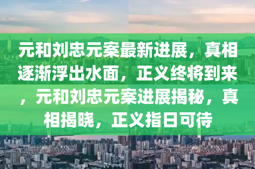 元和刘忠元案最新进展，真相逐渐浮出水面，正义终将到来，元和刘忠元案进展揭秘，真相揭晓，正义指日可待