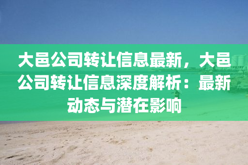 大邑公司转让信息最新，大邑公司转让信息深度解析：最新动态与潜在影响