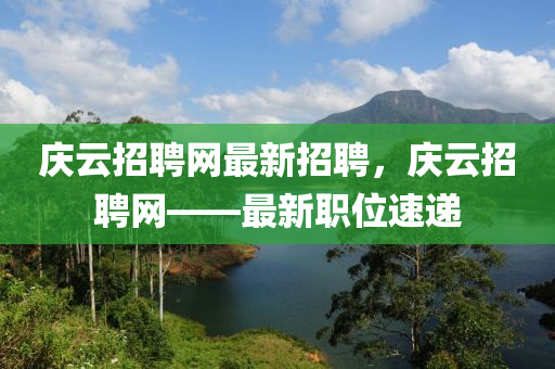 庆云招聘网最新招聘，庆云招聘网——最新职位速递