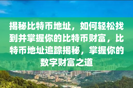 揭秘比特币地址，如何轻松找到并掌握你的比特币财富，比特币地址追踪揭秘，掌握你的数字财富之道