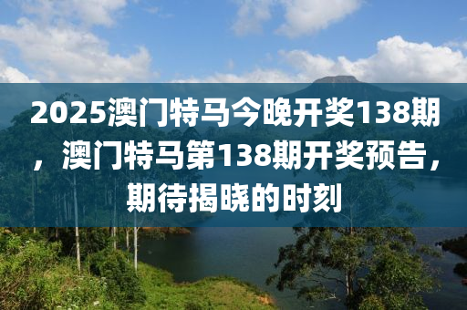 2025澳门特马今晚开奖138期，澳门特马第138期开奖预告，期待揭晓的时刻