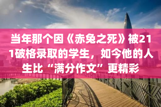 当年那个因《赤兔之死》被211破格录取的学生，如今他的人生比“满分作文”更精彩