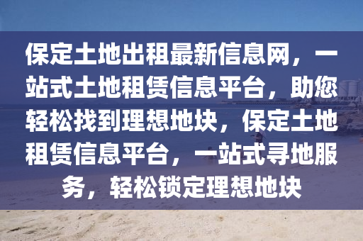 保定土地出租最新信息网，一站式土地租赁信息平台，助您轻松找到理想地块，保定土地租赁信息平台，一站式寻地服务，轻松锁定理想地块