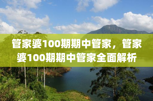 管家婆100期期中管家，管家婆100期期中管家全面解析