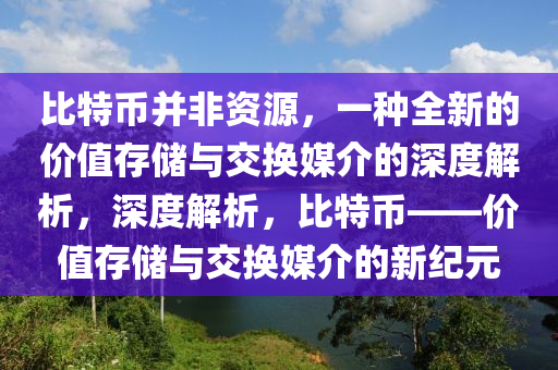 比特币并非资源，一种全新的价值存储与交换媒介的深度解析，深度解析，比特币——价值存储与交换媒介的新纪元