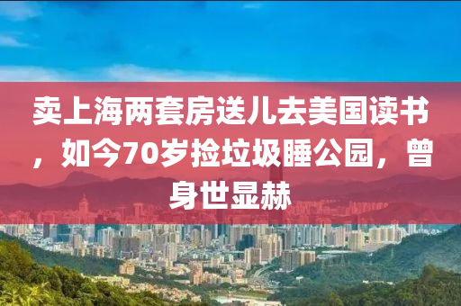 卖上海两套房送儿去美国读书，如今70岁捡垃圾睡公园，曾身世显赫