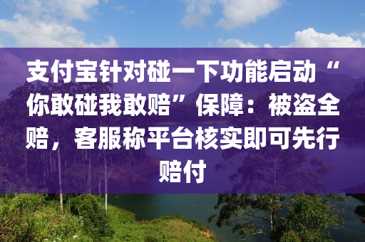 支付宝针对碰一下功能启动“你敢碰我敢赔”保障：被盗全赔，客服称平台核实即可先行赔付