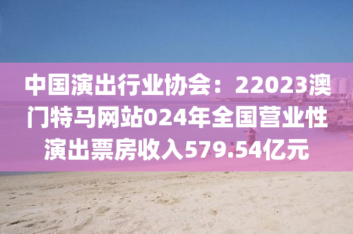 中国演出行业协会：22023澳门特马网站024年全国营业性演出票房收入579.54亿元