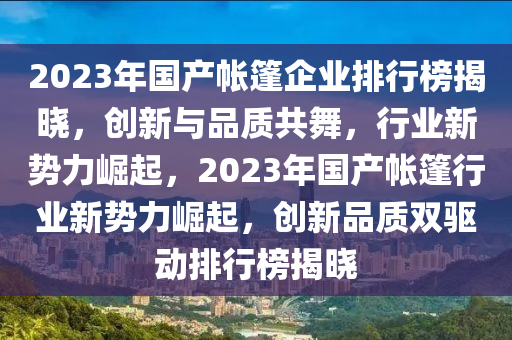 2023年国产帐篷企业排行榜揭晓，创新与品质共舞，行业新势力崛起，2023年国产帐篷行业新势力崛起，创新品质双驱动排行榜揭晓