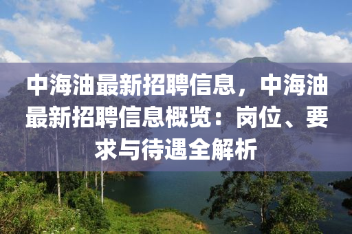 中海油最新招聘信息，中海油最新招聘信息概览：岗位、要求与待遇全解析