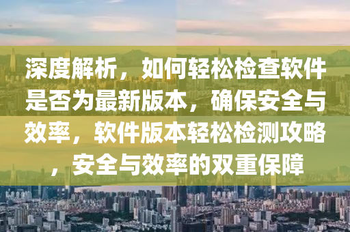 深度解析，如何轻松检查软件是否为最新版本，确保安全与效率，软件版本轻松检测攻略，安全与效率的双重保障