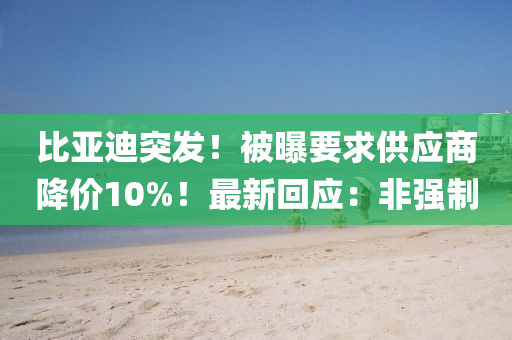 比亚迪突发！被曝要求供应商降价10%！最新回应：非强制