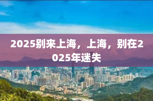 2025别来上海，上海，别在2025年迷失