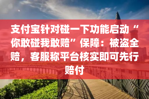 支付宝针对碰一下功能启动“你敢碰我敢赔”保障：被盗全赔，客服称平台核实即可先行赔付