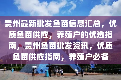 贵州最新批发鱼苗信息汇总，优质鱼苗供应，养殖户的优选指南，贵州鱼苗批发资讯，优质鱼苗供应指南，养殖户必备