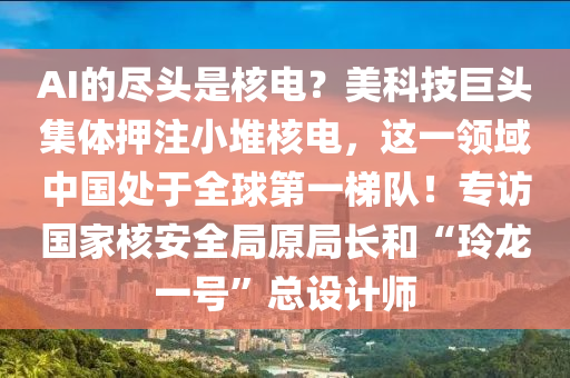 AI的尽头是核电？美科技巨头集体押注小堆核电，这一领域中国处于全球第一梯队！专访国家核安全局原局长和“玲龙一号”总设计师