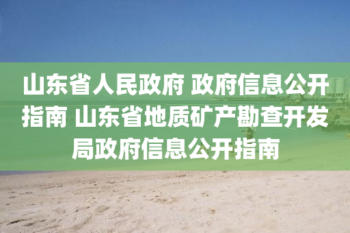 山东省人民政府 政府信息公开指南 山东省地质矿产勘查开发局政府信息公开指南