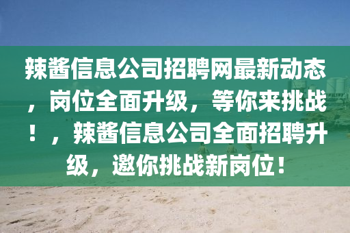 辣酱信息公司招聘网最新动态，岗位全面升级，等你来挑战！，辣酱信息公司全面招聘升级，邀你挑战新岗位！