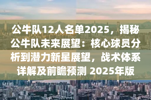 公牛队12人名单2025，揭秘公牛队未来展望：核心球员分析到潜力新星展望，战术体系详解及前瞻预测 2025年版