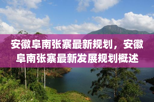 安徽阜南张寨最新规划，安徽阜南张寨最新发展规划概述