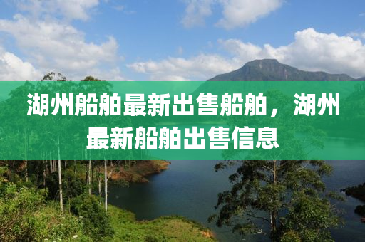 湖州船舶最新出售船舶，湖州最新船舶出售信息