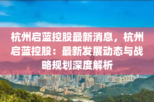 杭州启蓝控股最新消息，杭州启蓝控股：最新发展动态与战略规划深度解析