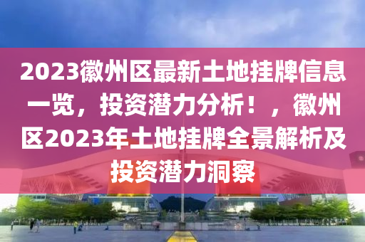 2023徽州区最新土地挂牌信息一览，投资潜力分析！，徽州区2023年土地挂牌全景解析及投资潜力洞察