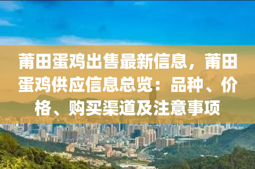莆田蛋鸡出售最新信息，莆田蛋鸡供应信息总览：品种、价格、购买渠道及注意事项