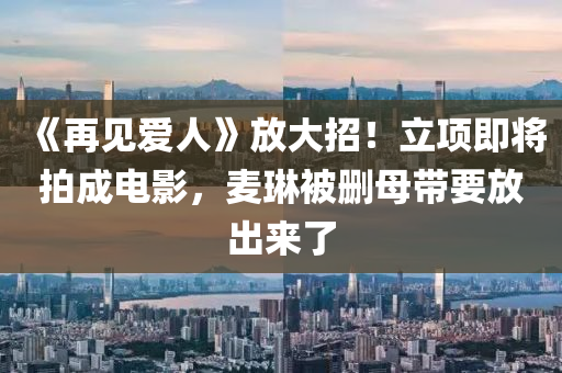 《再见爱人》放大招！立项即将拍成电影，麦琳被删母带要放出来了